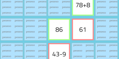Sčítanie a odčítanie dvojciferného a jednociferného čísla s prechodom – Pexeso 20